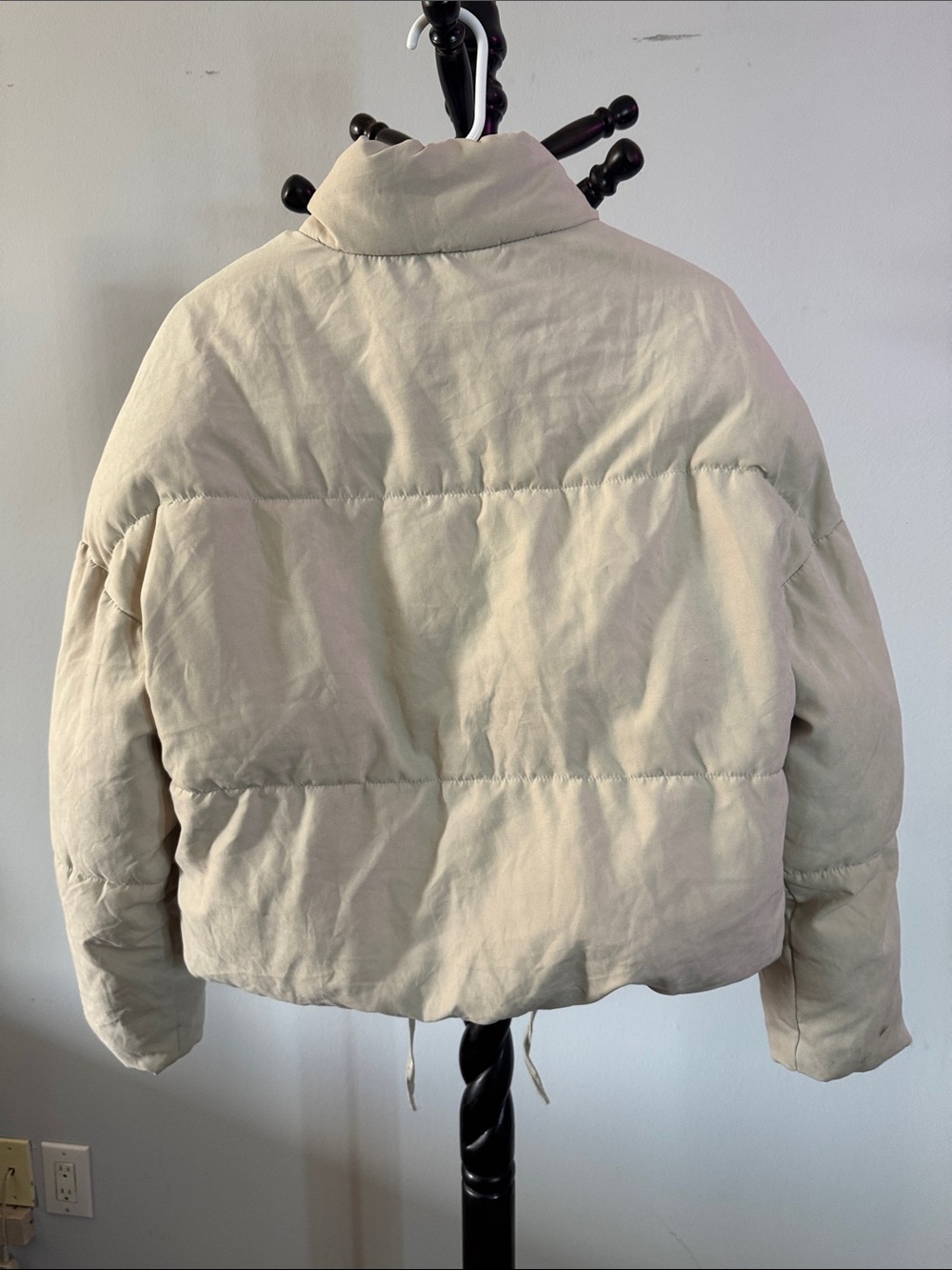 Cream Short Puffer Jacket - Picture 3 of 3